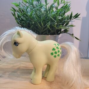 Cream Pony Toy with Green Shamrocks